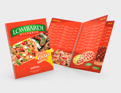 Cardápio Espiral com 4 Páginas em PVC 0,76mm Fosco Frente e Verso 21,5x29cm - 4x4 - 10 unid