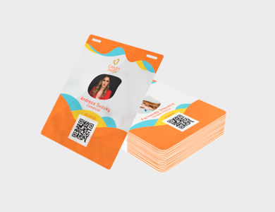 Credencial com Dois Furos Presilha Dados Variáveis PVC 0,3mm branco 11,5x14cm - 4x0 - 1 unid