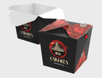 Embalagem Box com Ilhós Papel Alimentício 270g com Película Antigordura 6,5x6,5x7,5cm - 4x0 - 50 unid